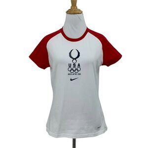 Nike USA Olympics Beijing 2008 T Shirt Women's Size M Short Sleeve Cotton Blend